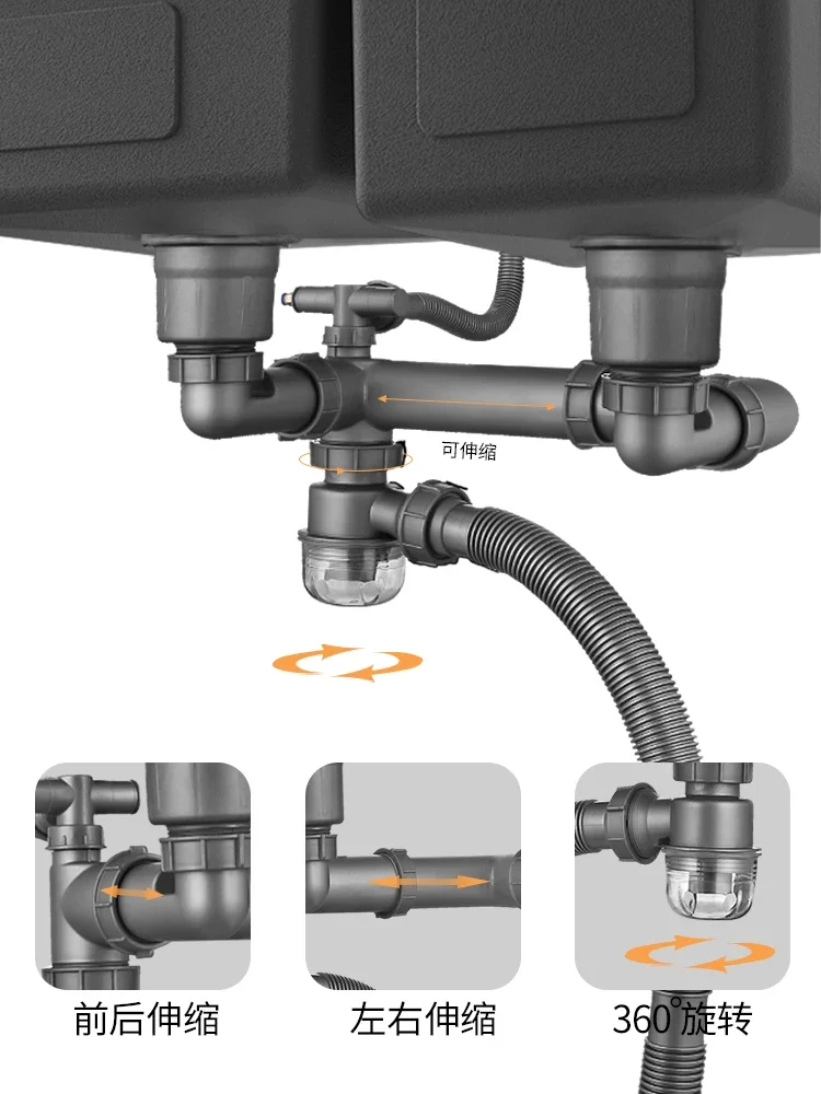 

ДЛЯ кухонной канализации, дренажной трубы, аксессуары для мытья овощей, раковины, двойной раковины, канализационной трубы, универсальный комплект с защитой от запаха