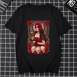 Santa Muerte T Shirt Men Women Lady of Holy Death Mexican Skull T-shirt Graphic Tee Tops Short Sleeve Streetwear Cotton Shirt