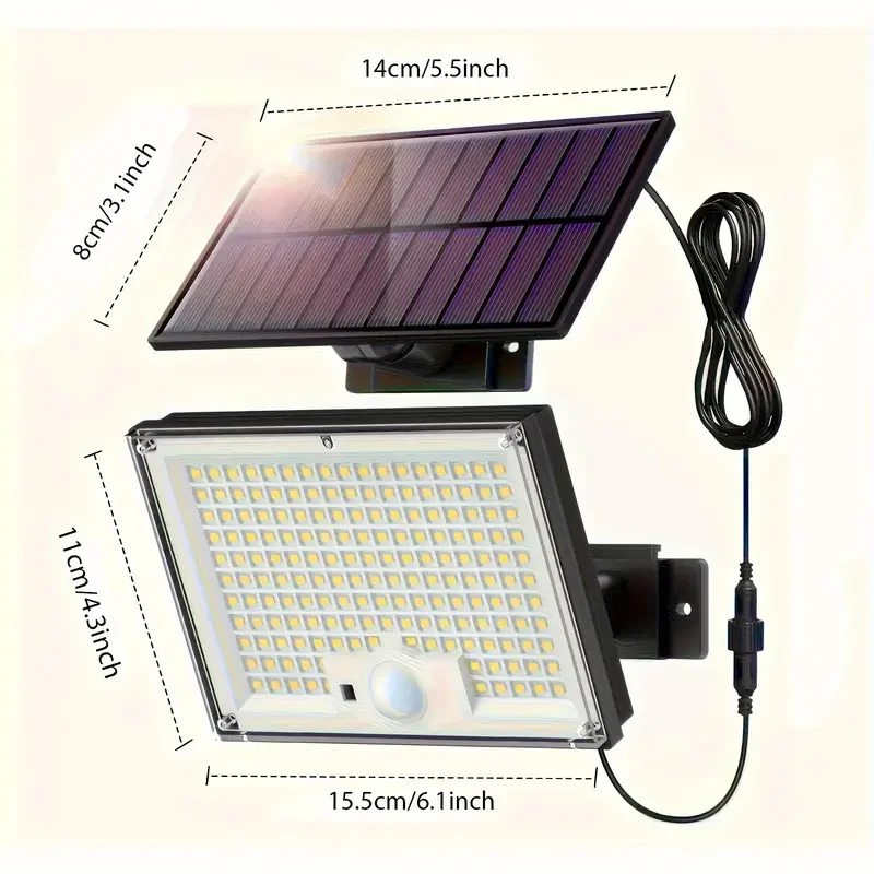 234/172 Led Solar Light Solar Security Lights With Motion Sensor 3 Modes Waterproof Split Solar Flood Wall Lights For Outside