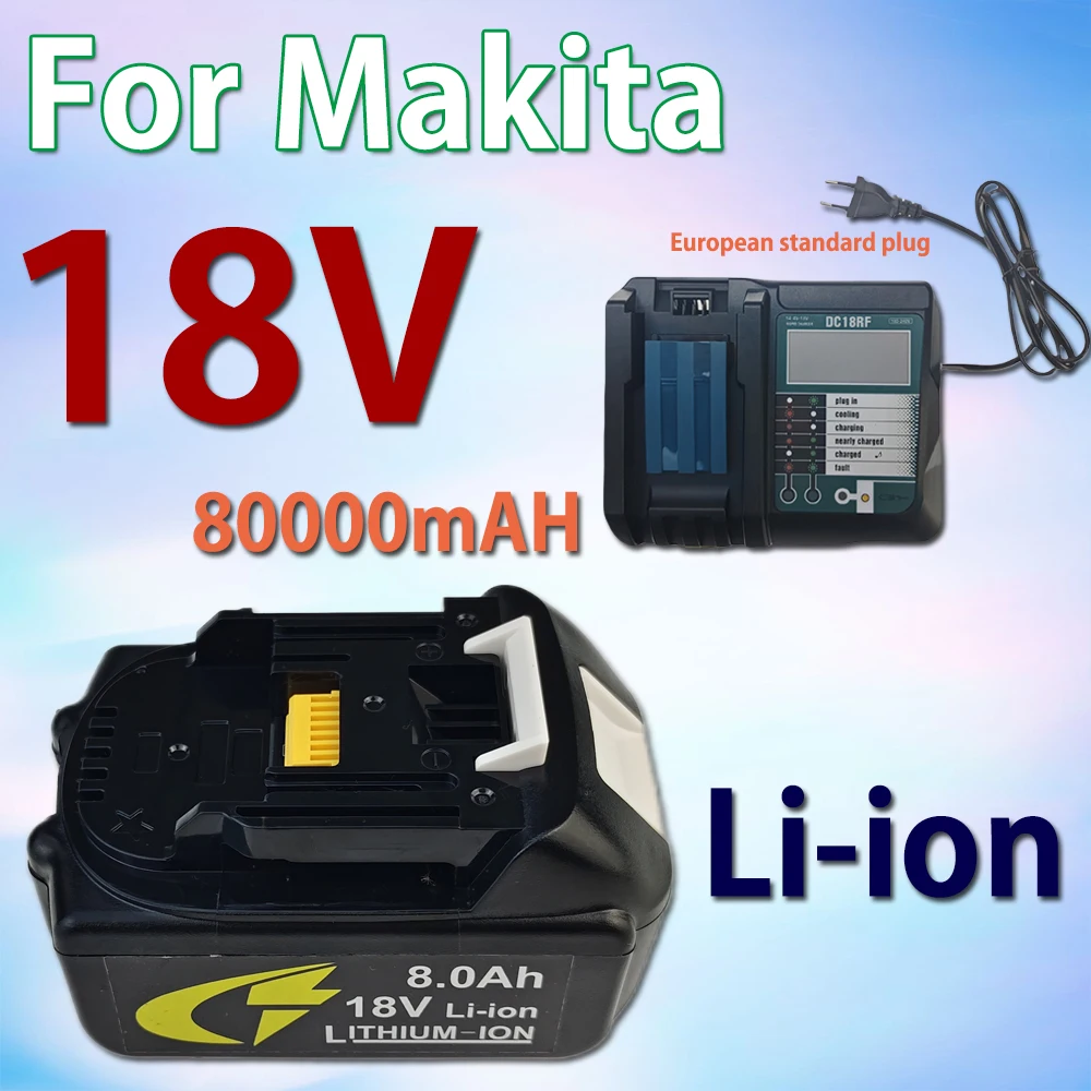 8000mAH for Makita 18V Battery BL1830B BL1850B BL1850 BL1840 BL1860 BL1815 Replacement Lithium Battery