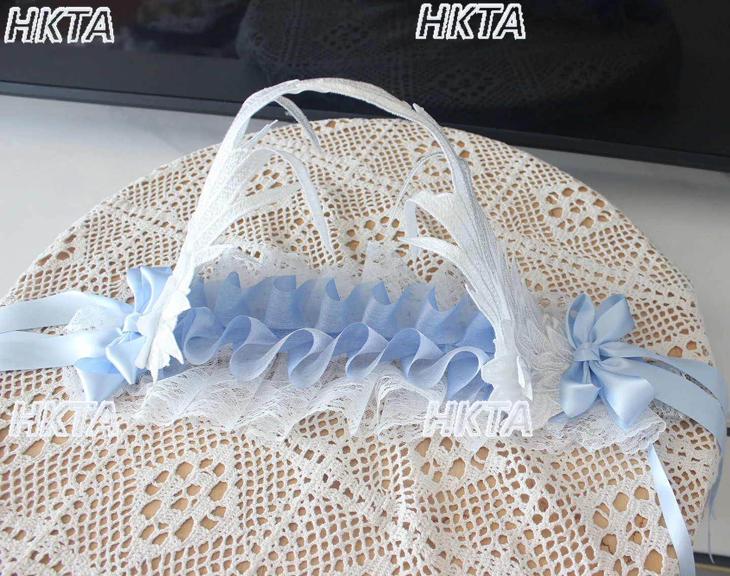 Kawaii 귀여운 미적 날개 꽃 머리띠 여자 여자 깃털 수제 로리타 작은 헤어 액세서리 클립 Y2k 코스프레 머리띠