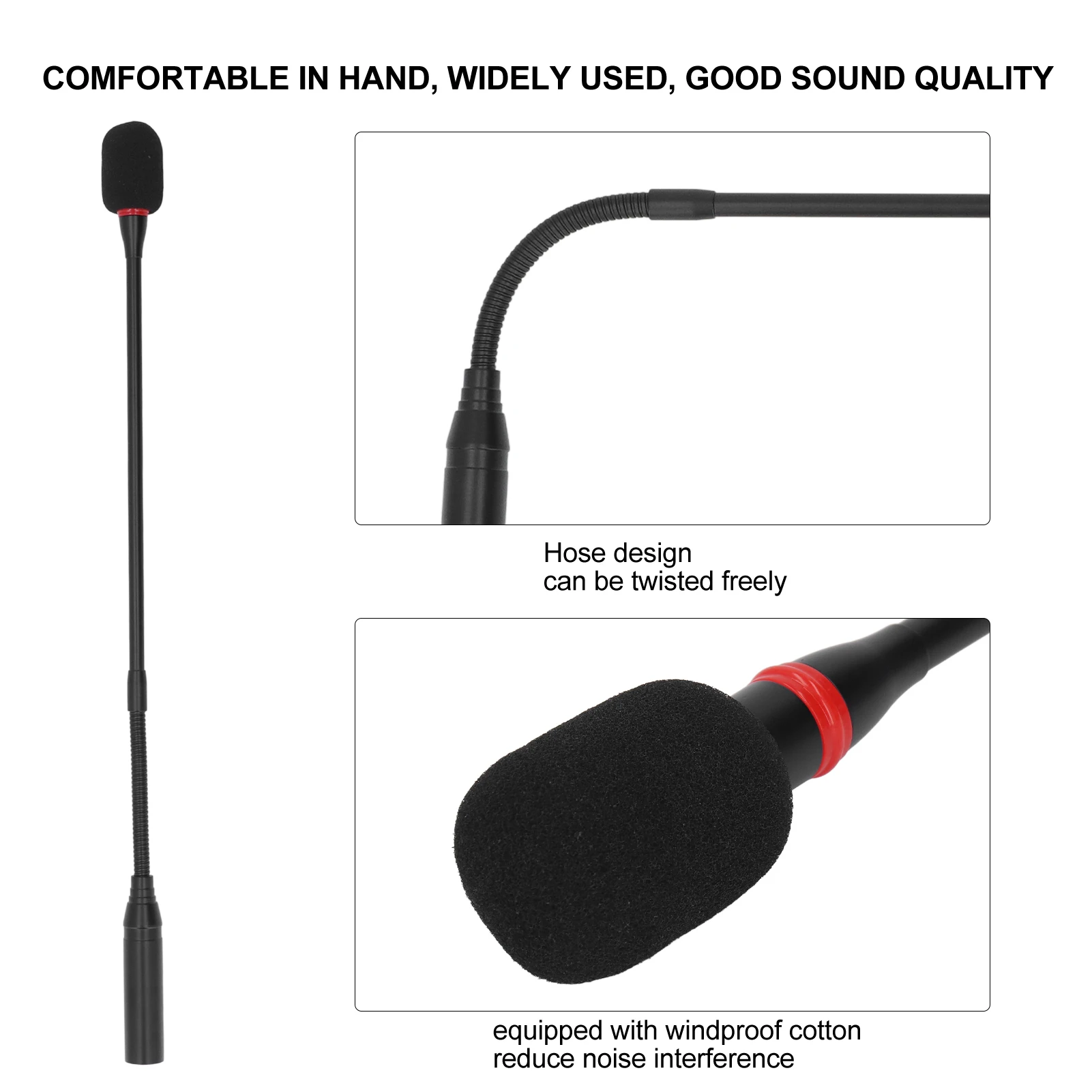 45cm Desktop Gooseneck Microphone Flexible Noise Reduction Gooseneck 3Pin Plug in Microphone for Conference Meeting Rooms