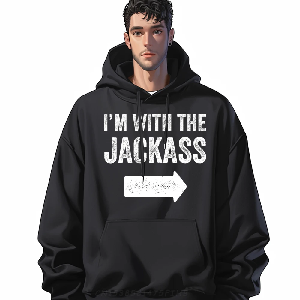 

I m With The Jackass Couples Outfit Funny Matching Halloween Luxury Hoodies Men High Quality Men's Polyester Hoodie Hip Hop