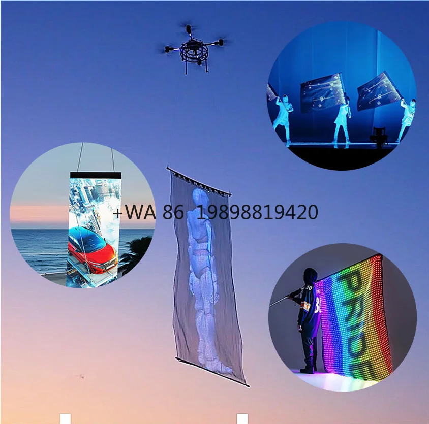 Transparent  Flying LED Mesh Screen for Light Show, P15 P20 P25 Flying LED Display Outdoor Giant LED Screen