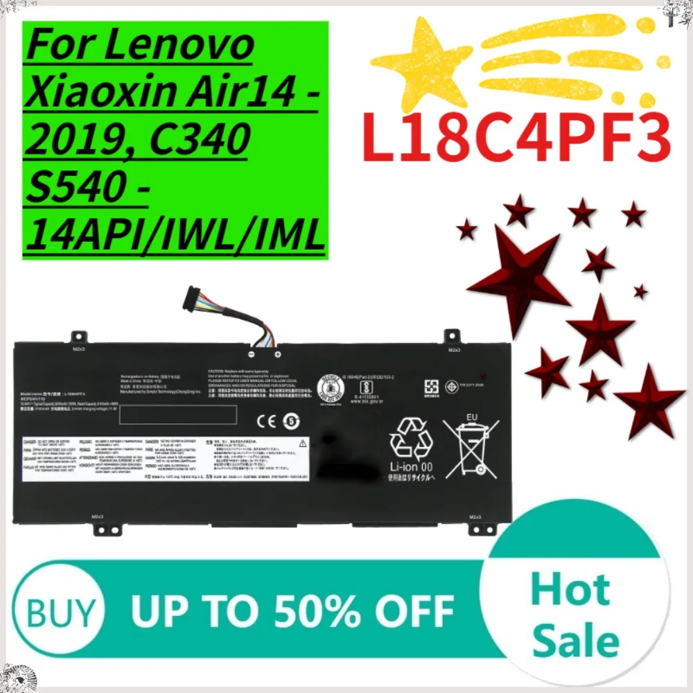 Laptop Battery For Lenovo Flex-14API IdeaPad C340-14IWL S540-14IML Xiaoxin air14 2019 L18M4PF3 L18M4PF4 L18C4PF4 L18C4PF3