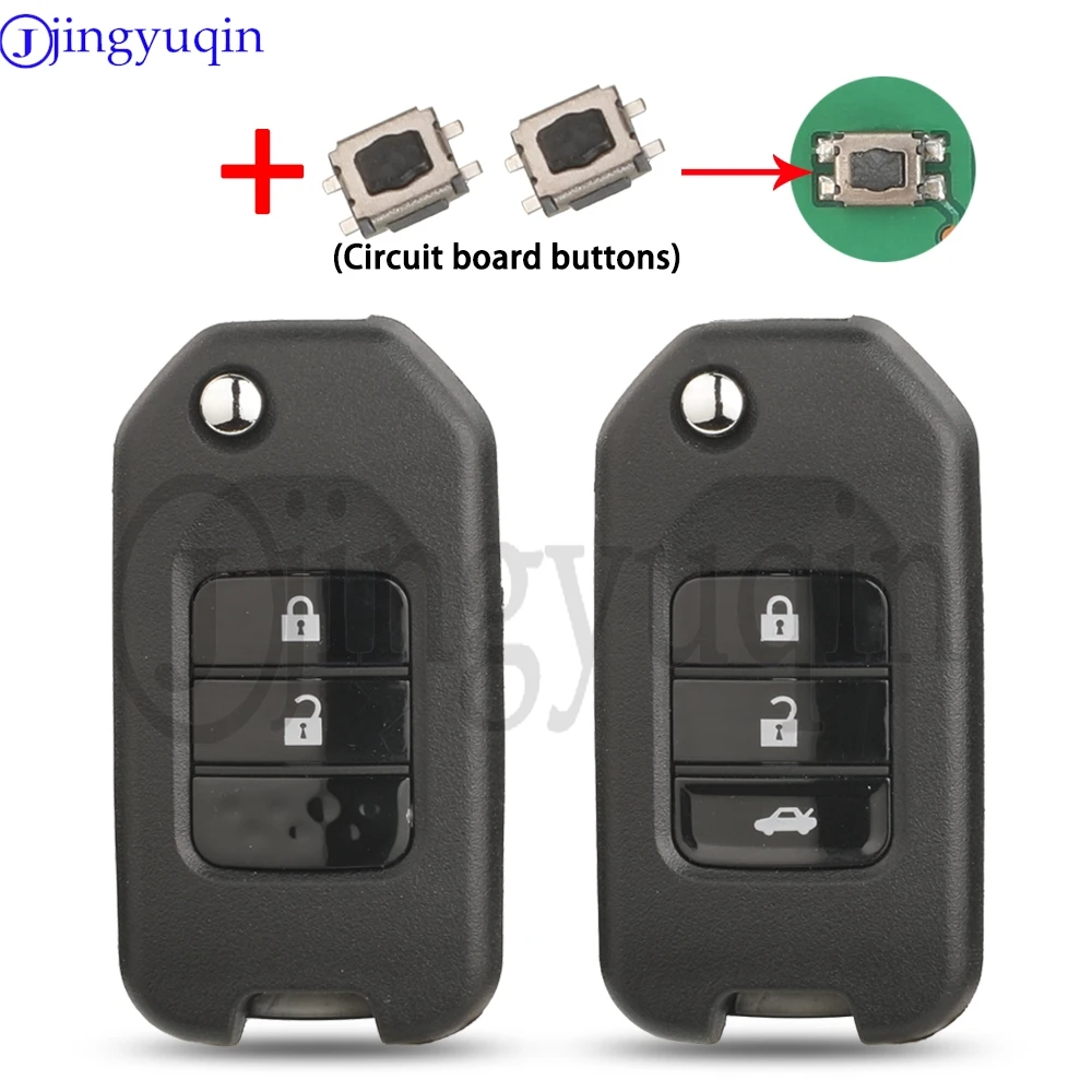 JYQ 2/3 Buttons Car Remote Key Shell Case For Honda Civic Accord City CR-V Jazz XR-V Vezel HR-V FRV Spirior JADE fob Replacement