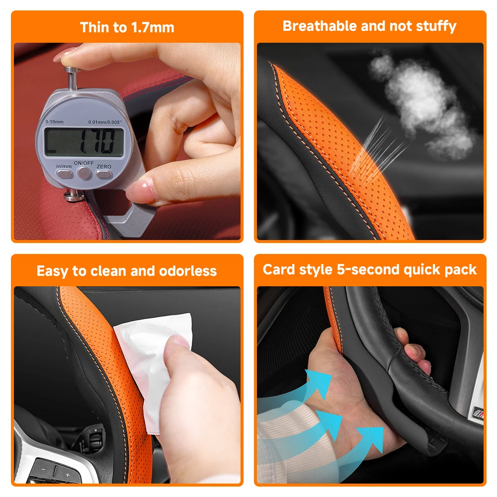 For Audi A1 8X A3 8L 8V 8P 8Y S3 A4 B6 B7 B8 B9 S4 A5 A6 C5 C6 C7 C8 TT 8N 8J Q3 Q5 8R  Q7 Car Steering Wheel Cover Accessories view 6