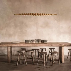 Wooden Pendant Lights Hanging Lamp Modern Table LED Long Linear Light Kitchen Island Lighting for Dining Living Room Office