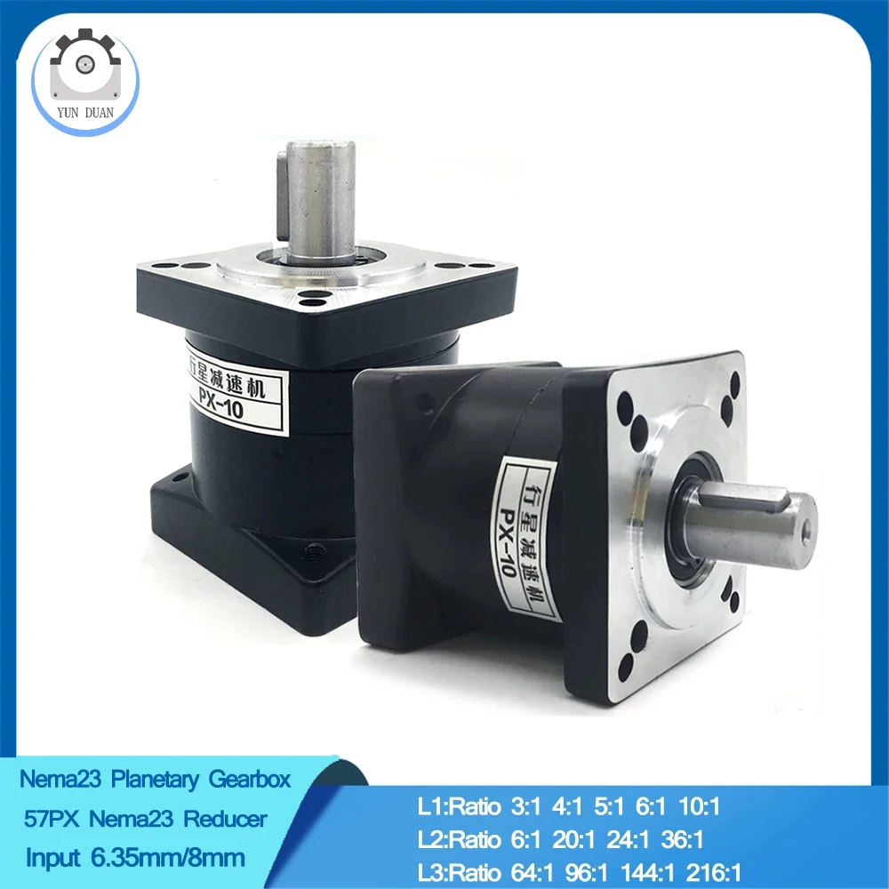 

Nema23 Planetary Gearbox 10:1 Ratio Speed Reducer 8mm Input,15 Arcmin 15Nm Spur Planetary Gear Stepper Motor Nema 23 Gearbox kit