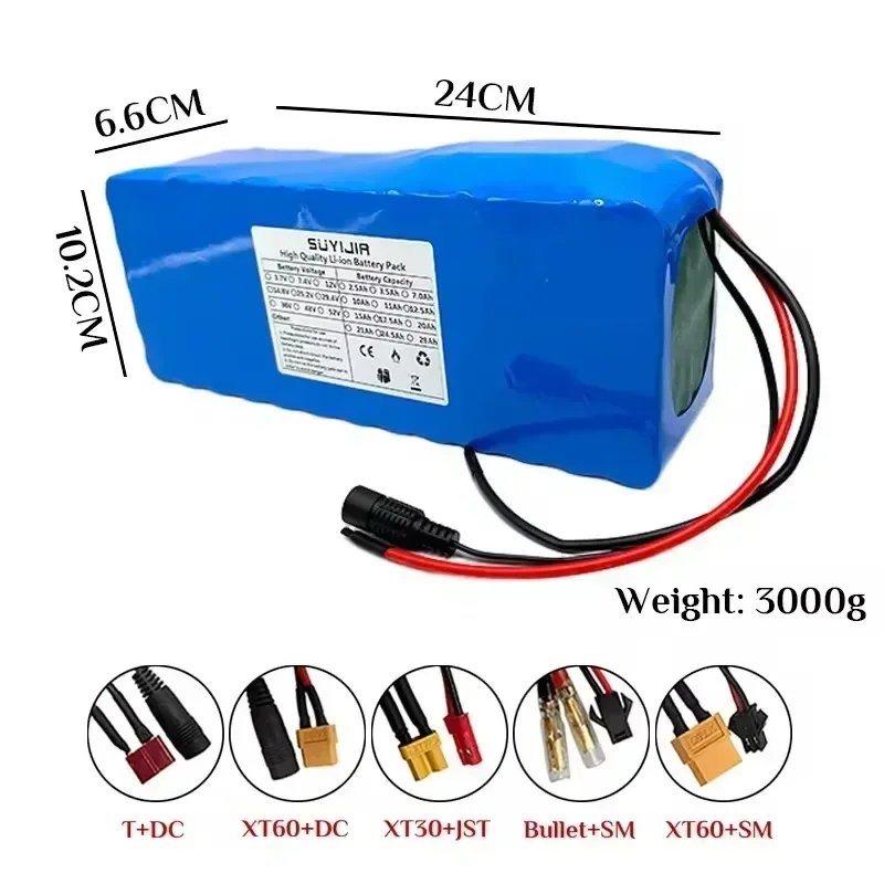 48V 13S5P 17500mAh 18650 Rechargeable Lithium Battery Pack High Capacity Built-in Smart BMS for E-Bike Scooter Mountain Bikesr