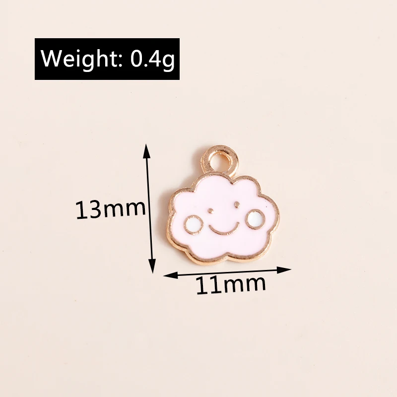 Leslie 10pcs Emaille rosa Sonne Mond Sterne Lächeln Wolke Charms Anhänger für DIY Ohrring Armband Halskette handgemachte Schmuck Ergebnisse – Detail 12