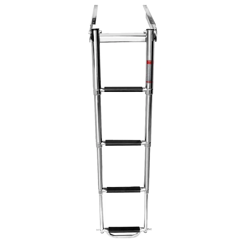 4 Step Stainless Steel Boat Ladder with Hook Lock and Handrails Adjustable Marine Boarding Ladder for Floating Dock Yacht
