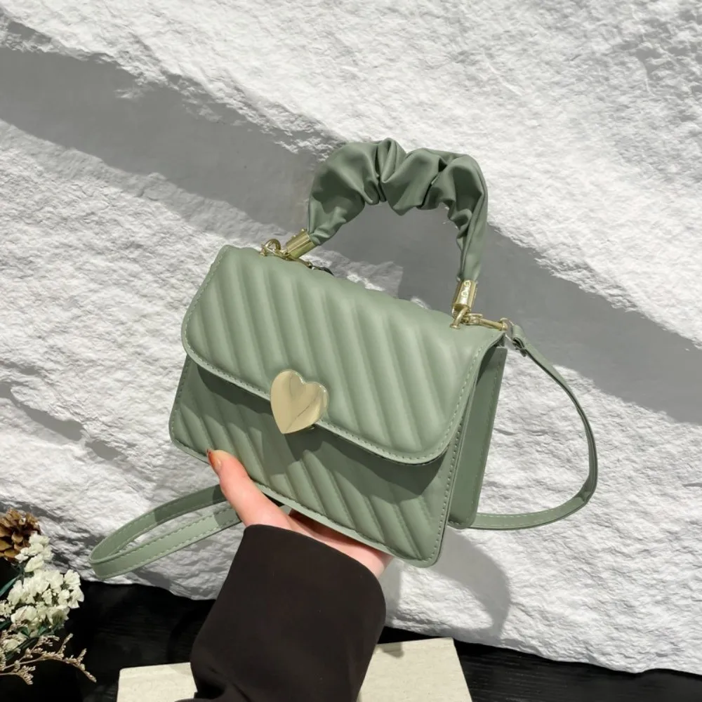 

Simple Design Small Square Bag Exquisite Texture Leather Heart Lock Bag Stylish Hand Carrying Mini PU Shoulde Handbag Casual Use