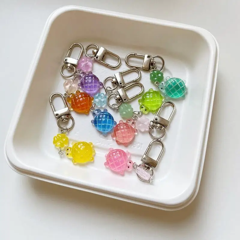 Colorful Jelly Pineapple Turtle Charm Keychains Drip Gum Retro Turtle Pendant Keyring Hanging Ornament Pendant Accessories Gift