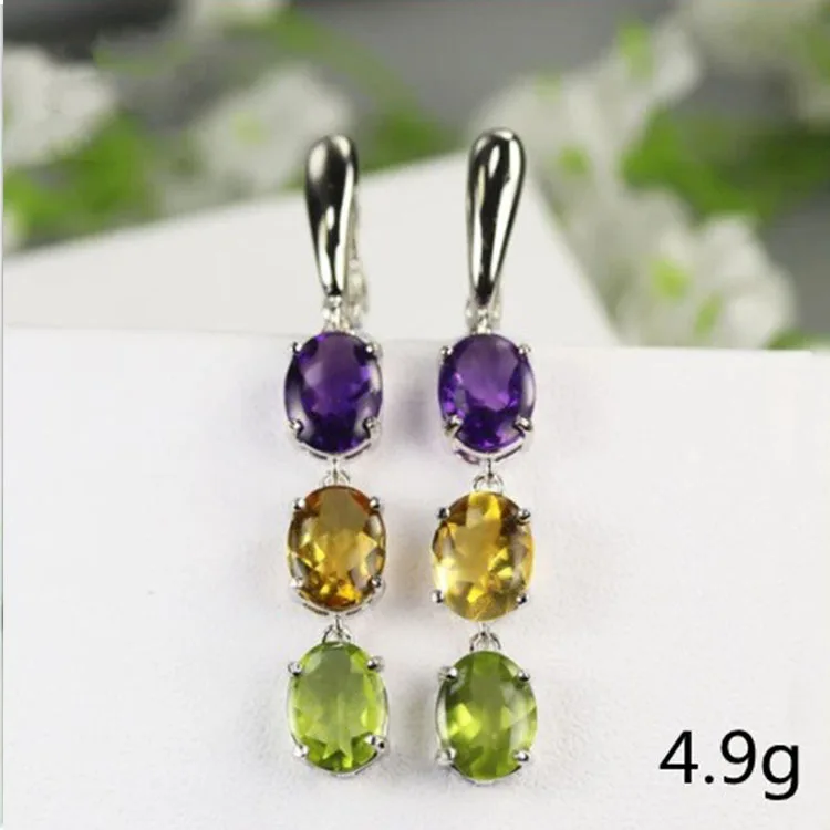 European and American U-shaped Design Women\'s Long Earrings Colorful Crystal Earrings Women\'s Party Wedding Engagement Jewelry