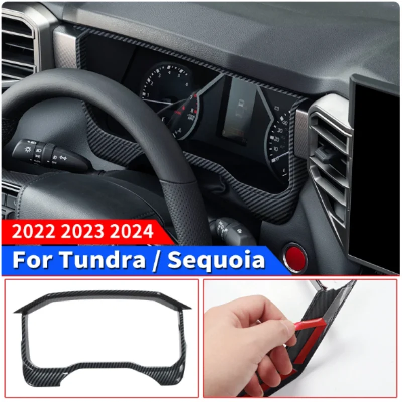 

For 2022-2024 Toyota Tundra Sequoia Instrument Panel Decorative Frame Carbon Fiber Pattern Internal Modification Accessories