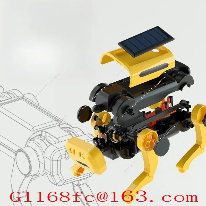 Sunbathing Allows You To Walk. Steam Solar Electric Machine, Dog, Children's Assembly, Boy Puzzle Robot