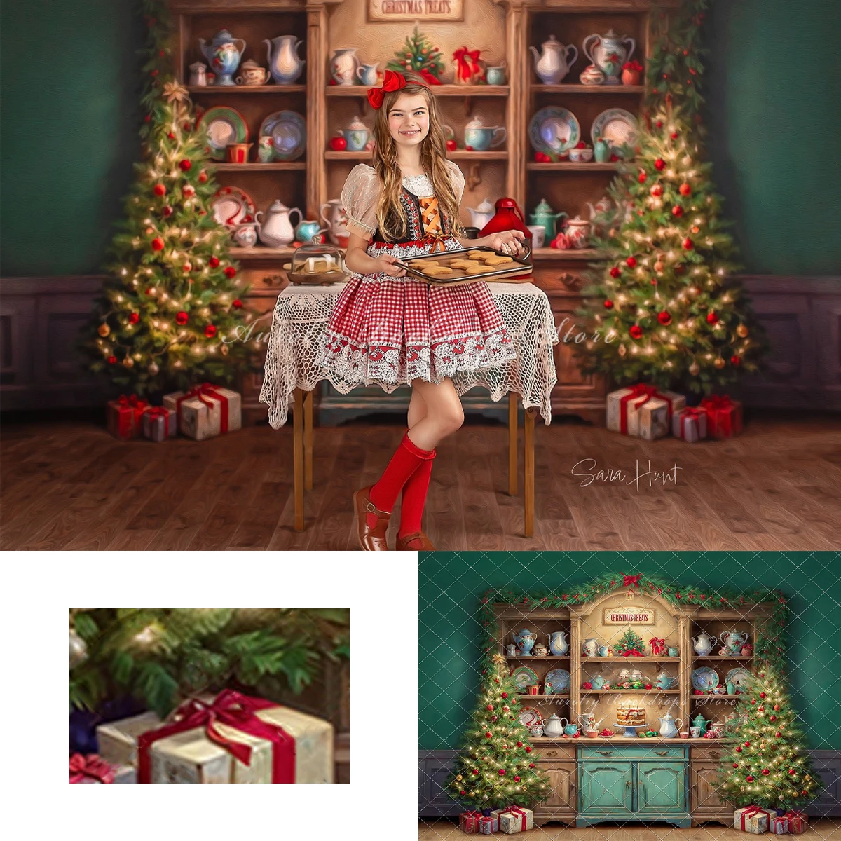 

Kitchen Dining Cabinet Backgrounds Kids Adult Photography Props Child Baby Christmas Desserts Decors Photo Studio Backdrops