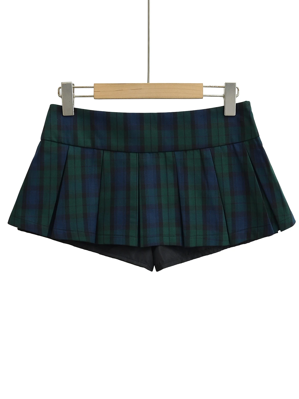 American Retro  Skirt Women Low Waist Plaid Anti Exposure Super Short A-Line Gored Skirt Sweet Style with 
