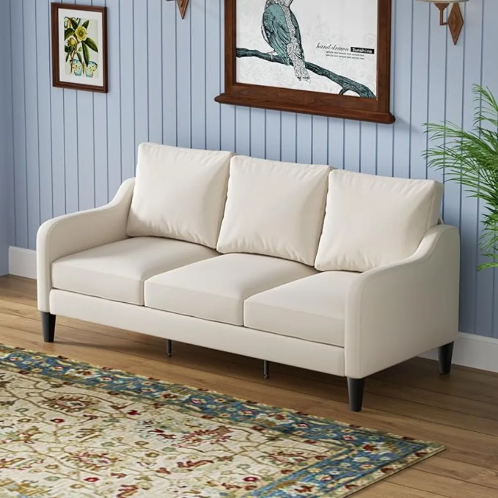 

Luxury 3 Seater Sofa with Spring Cushion, Comfy Upholstered, 72" Deep Seat Comfy Love-Seat Sofas w/Ultra Thick Cushion Compact