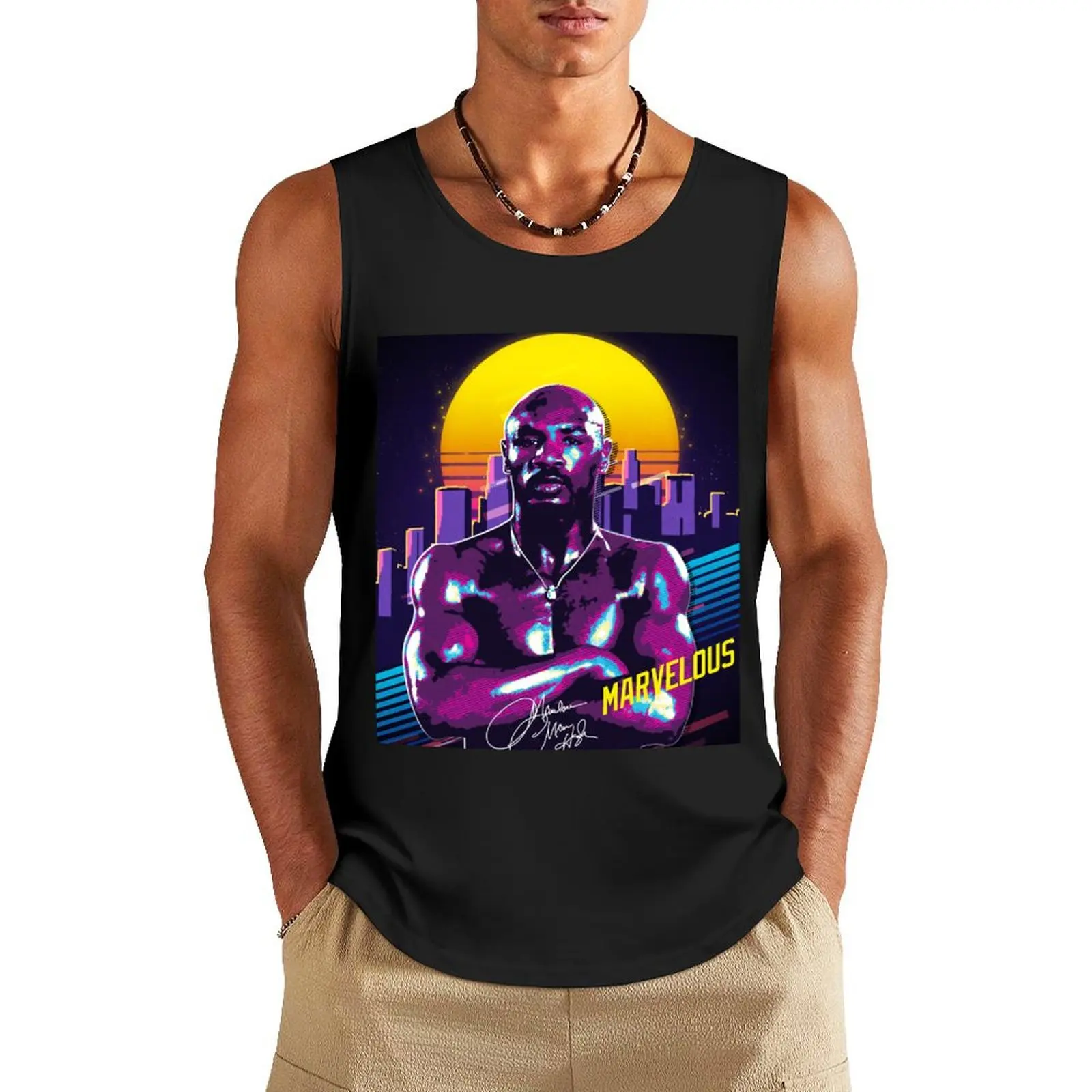 Day Gift Marvelous Marvin Hagler Boxing Legend Signature Cool Gifts Tank Top Men's clothing anime t-shirts
