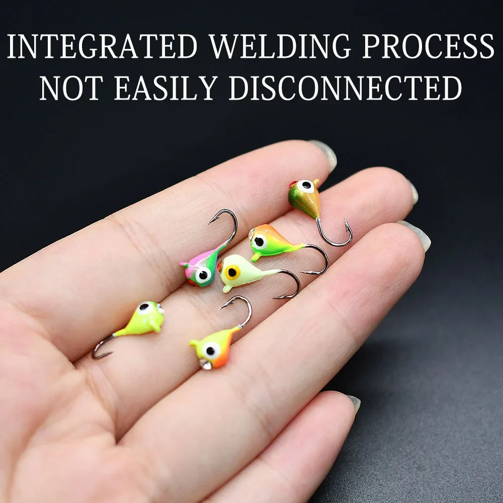 6Pcs 15mm/1.1g Winter Ice Fishing Lure  Artificial Bait Jig Head Small Ice Fishing Hook For Lure Worm