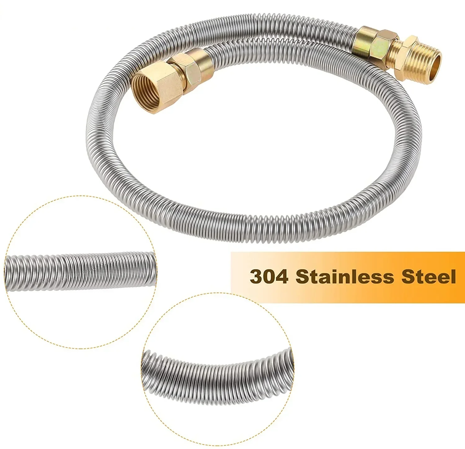 1 قطعة حفرة حريق البروبان المموج خرطوم أنبوب الفولاذ المقاوم للصدأ 24 "الأنابيب المموجة + محولات 1/2 "NPT ذكر/أنثى القش 3/8" الاتصال #5