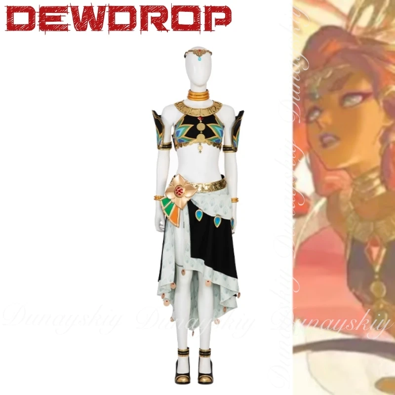 El juego Kingdom Tears princesa Dewdrop Cosplay el líder de la carrera con disfraces étnicos y disfraz de peluca Magenta lleno de traje