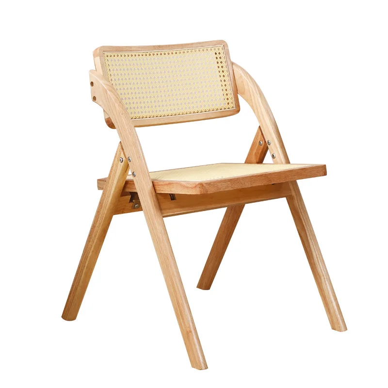 Factory direct price Nordic Portable Solid Wood With Rattan Seat And Back Folding Event Chair Wood Folding Chair