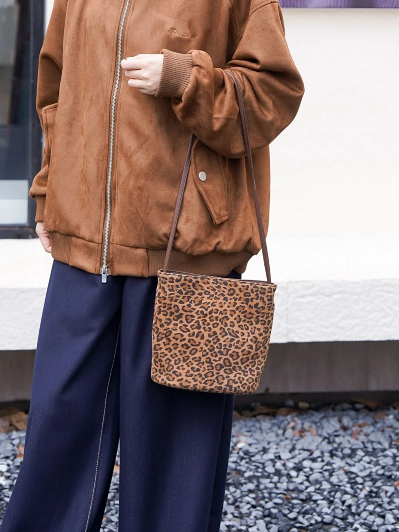 

Shoulder bag for women 2025 new casual simple anti suede women's leather shoulder crossbody bag mini bucket bag
