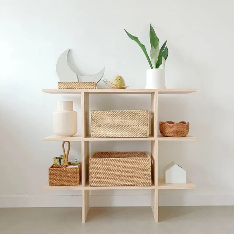 Nordic solid wood shelf floor-to-ceiling bookshelf multi-layer bookcase simple bedroom balcony green plant storage rack