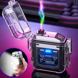 Waterdichte Aansteker Winddicht Lichtere Elektrische Zaklamp Transparante Plasma Arc Usb Oplaadbare Aanstekers Outdoor Camping Gift