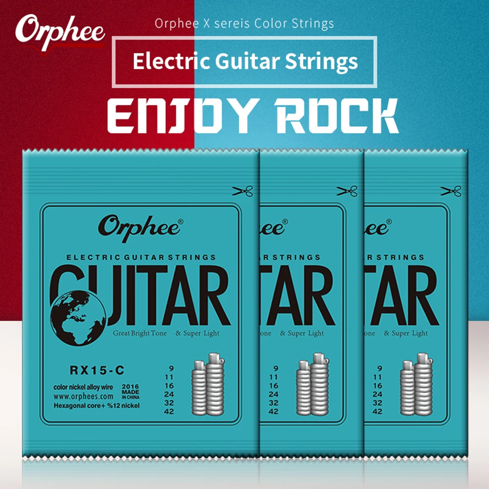 Orphee RX15-C .009-.042 Electric Guitar Strings Color Colorful Replacement Carbon Steel Core Nickel