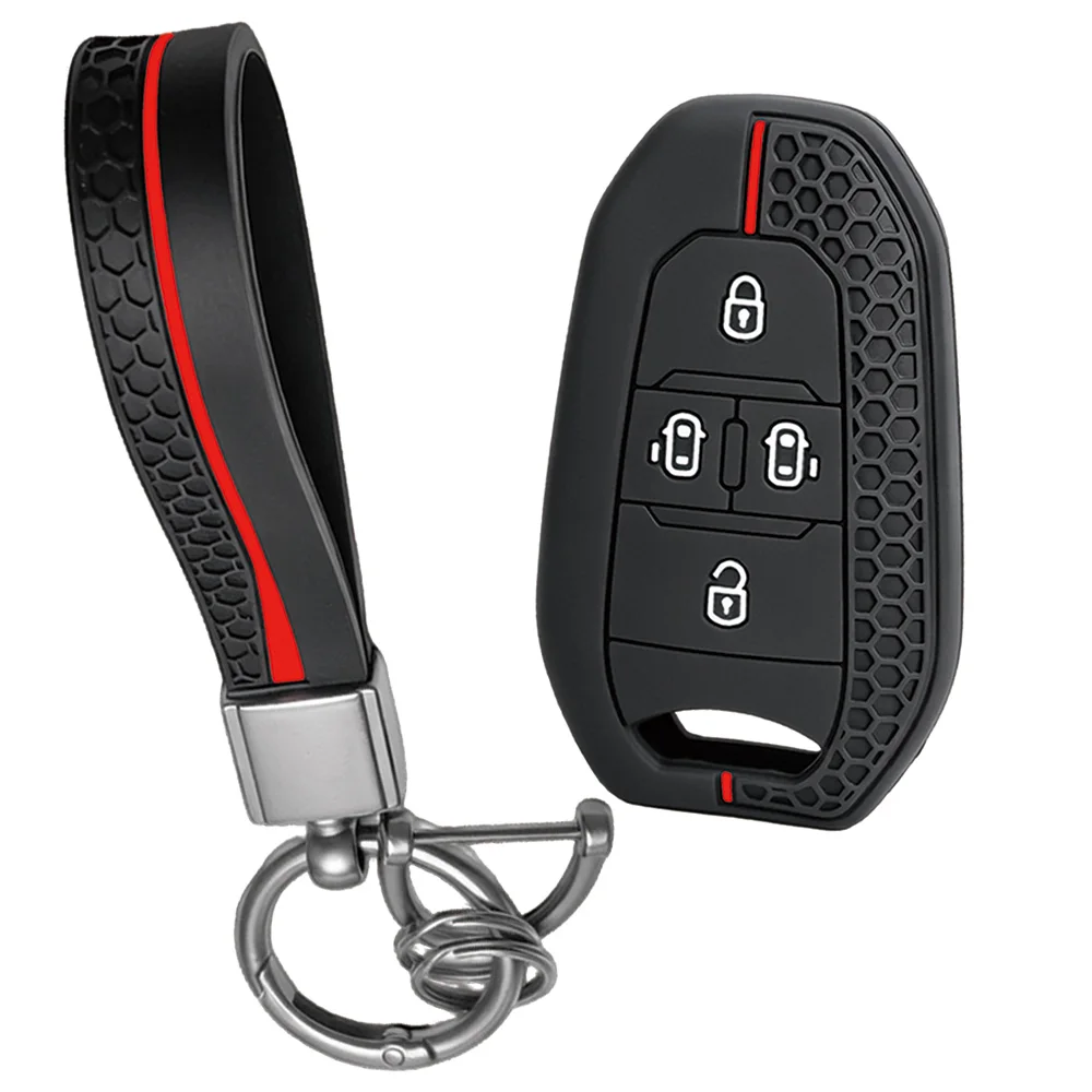 silicone remote shell For Peugeot Expert Traveller For Citroen Spacetourer Jumpy Dispatch with wrist strap and key ring snug fit