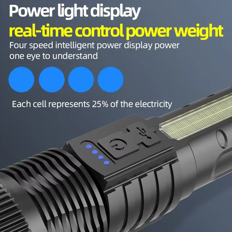 High Power Flash Flashlight Rechargeable Warning LED Flashlight with Built-in Battery Camping Emergency Light