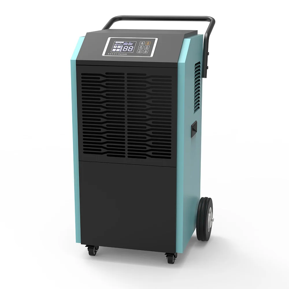90L/D portable dehumidifier air dryer with handrails and large wheels for large room greenhouse basement laundry room