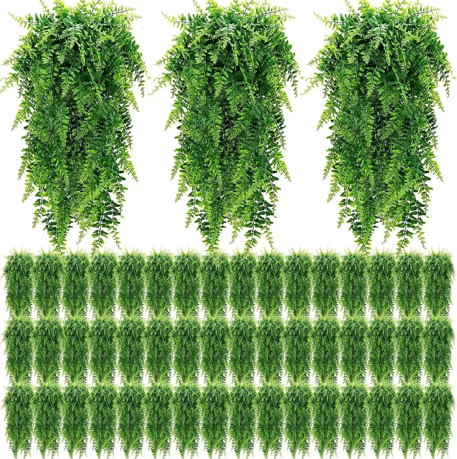96 Pcs Artificial Hanging Plants 32 Inch Hanging Boston Ferns Plastic Fake Plants for Wall Room Garden Wedding Garland Indoor