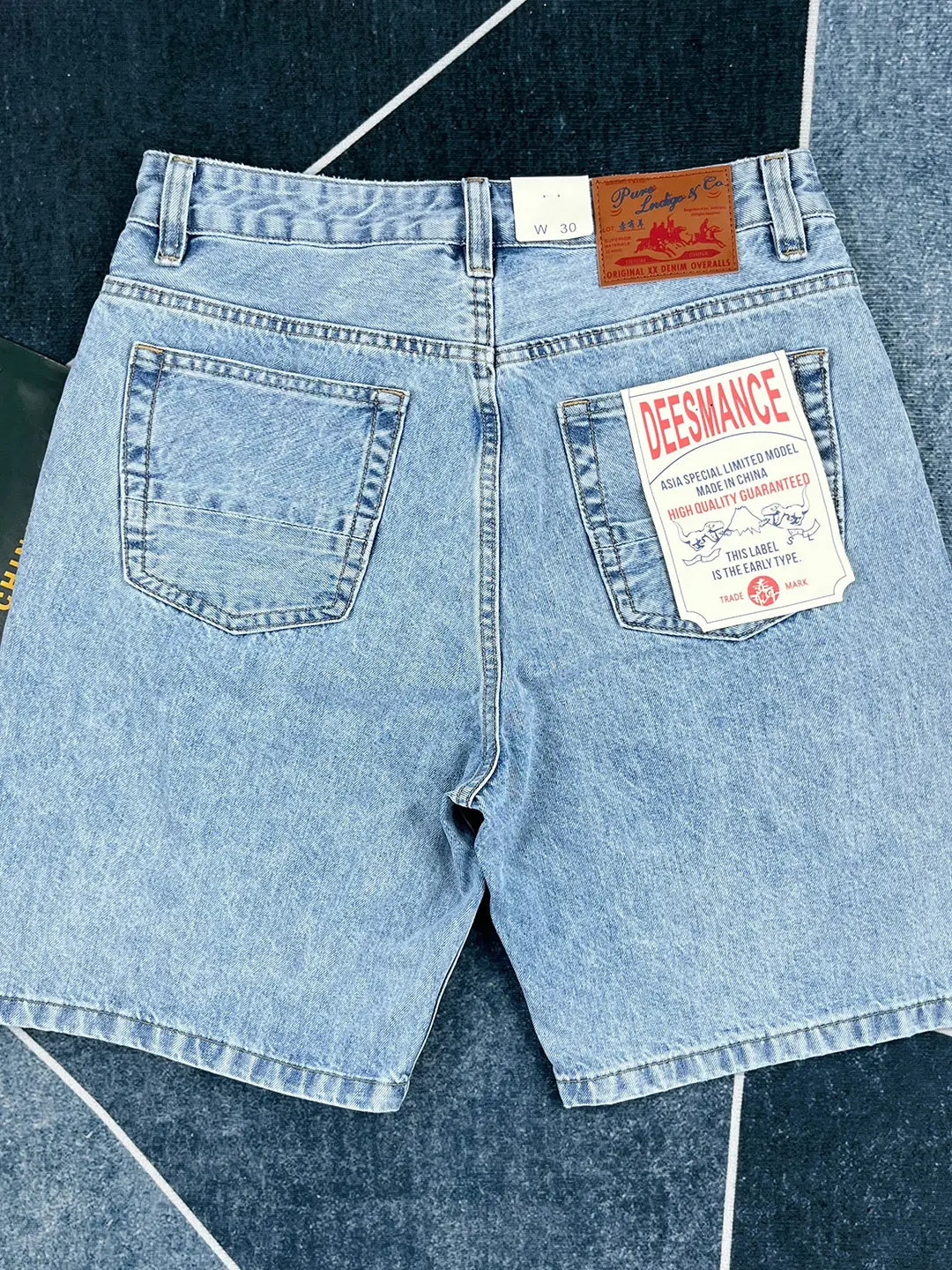Summer New American Retro Heavyweight Light Blue Denim Shorts Men's Amekaji 88% Cotton Washed Old Straight Casual 5-point Pants