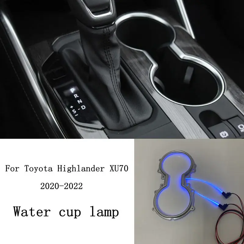 For Toyota Highlander XU70 2020 2021 2022 Car Interior Water Cup Storage Box Lamp Ice Blue Atmosphere Decorative Light Ambient