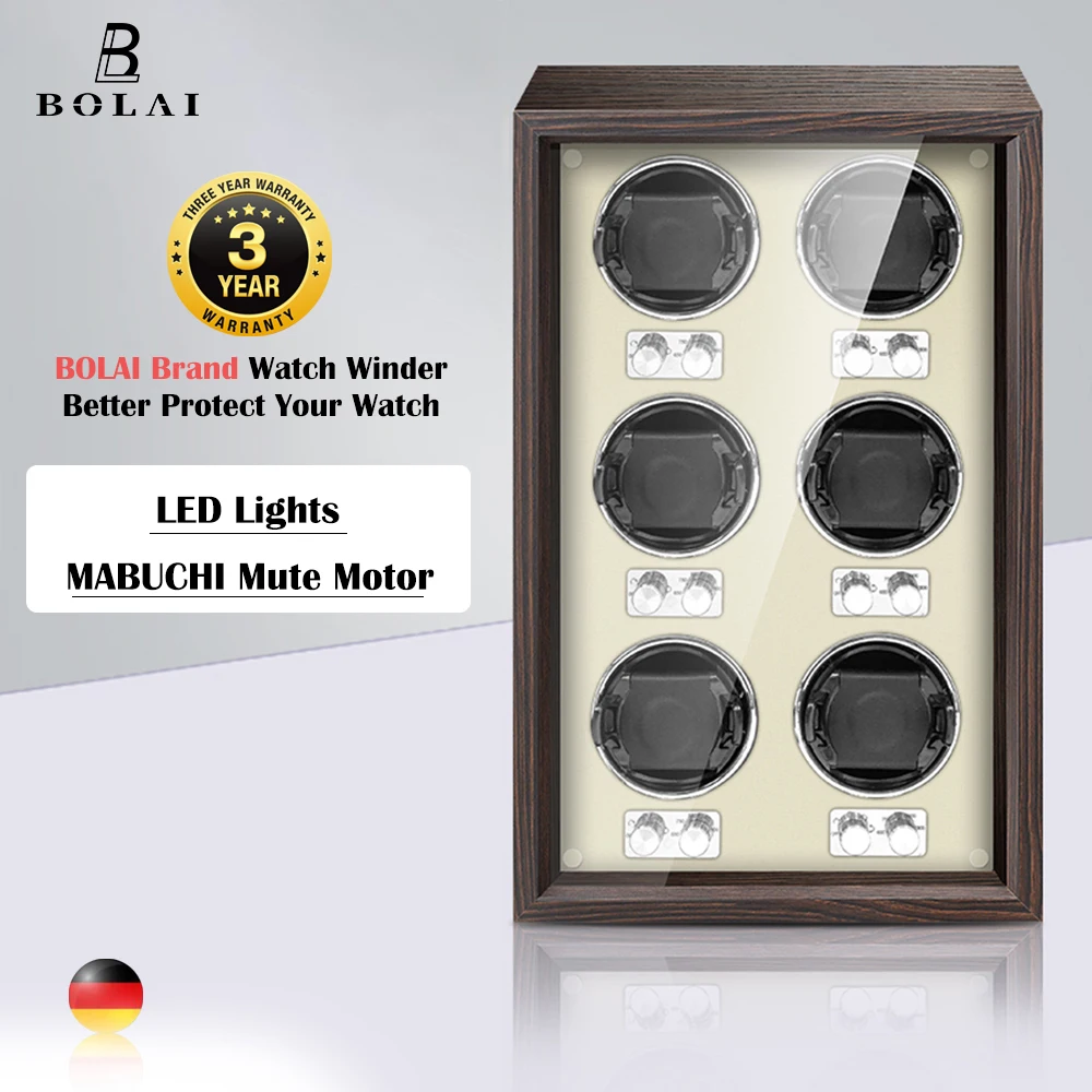 Luxury Automatic Watch Winder High-End 6 Slot Automatic Wood Watches Box with Mabuchi Mute Motor Watch Cabinet Clock Storage Box