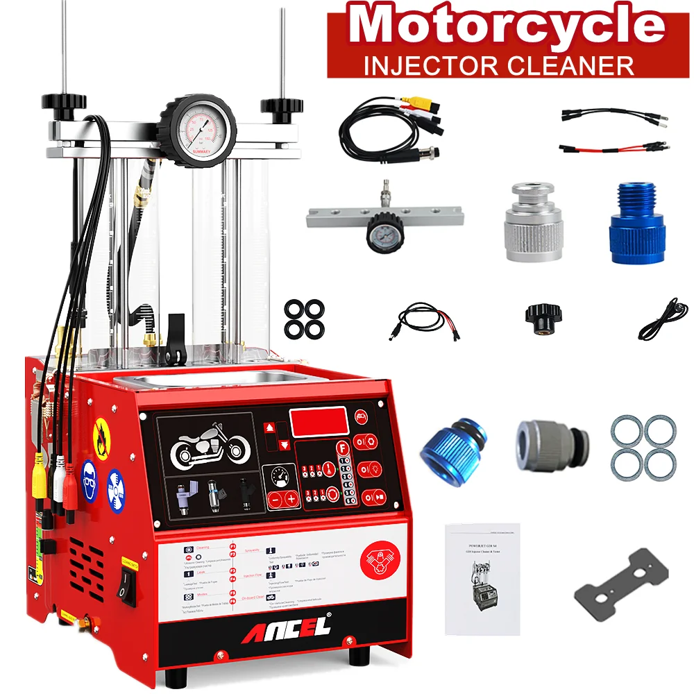 ANCEL AJ400 M Fuel Injector Cleaner 4-Cylinder for Motorcycle Tester Ultrasonic Cleaning Tool