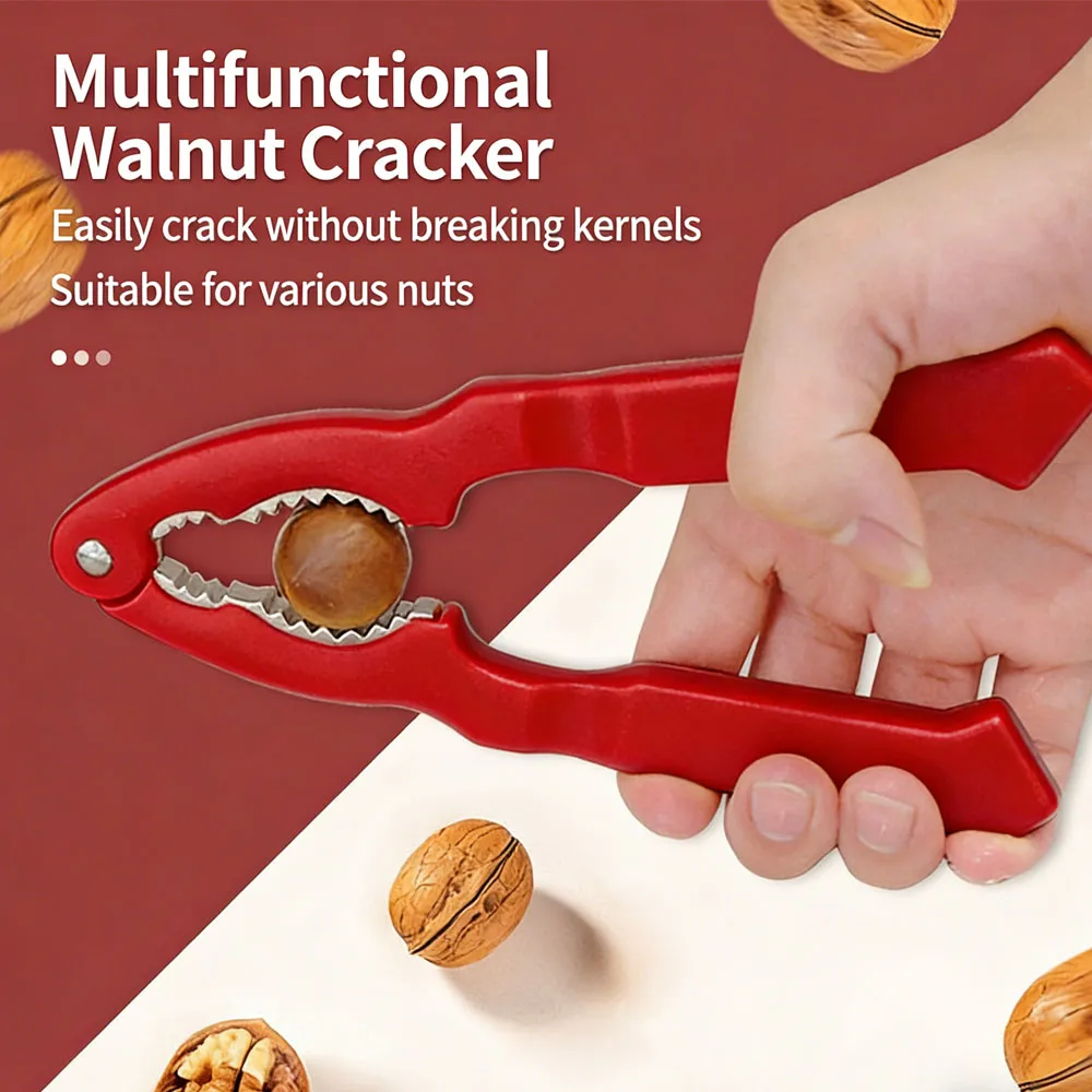 1 Uds. Cracker de nueces multifuncional con mango de plástico, fácil removedor de cáscara para nueces, pecanas, almendras, herramienta de cocina manual, núcleo