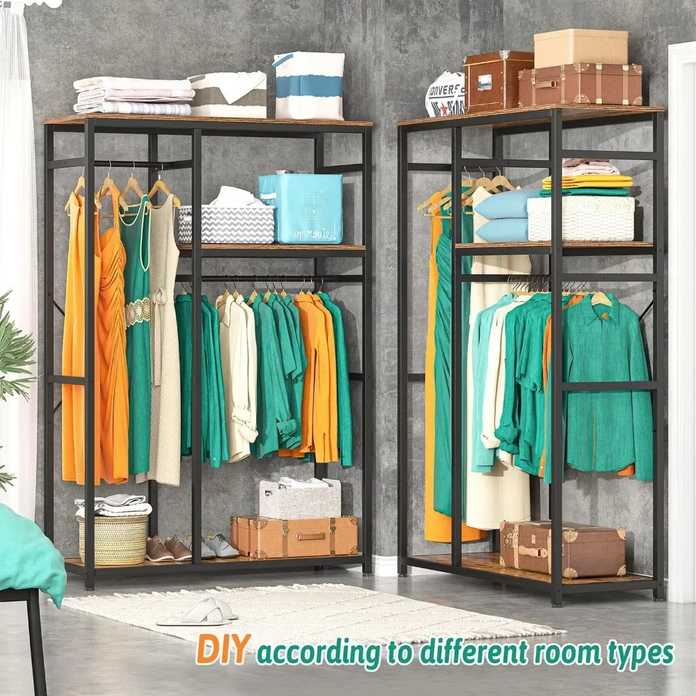 Clothes Rack,Wardrobe Closet Organizer,Clothing Racks for Hanging Clothes, Clothing Rack with Shelves Heavy Duty,Portable Closet