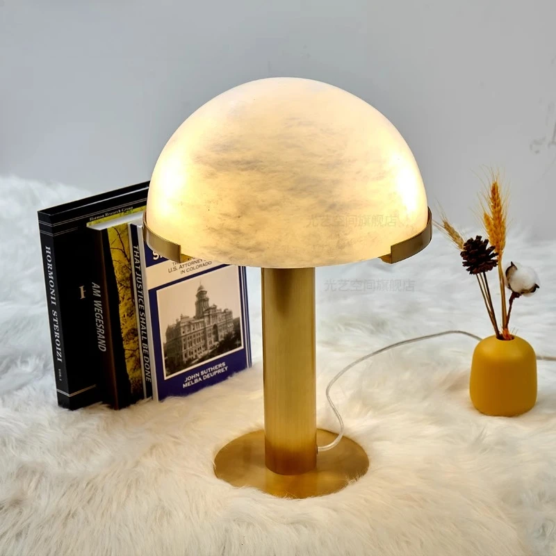 

Marble all-copper table lamp, designer model room in bedroom bedside exhibition hall, creative and modern, decorative table lamp