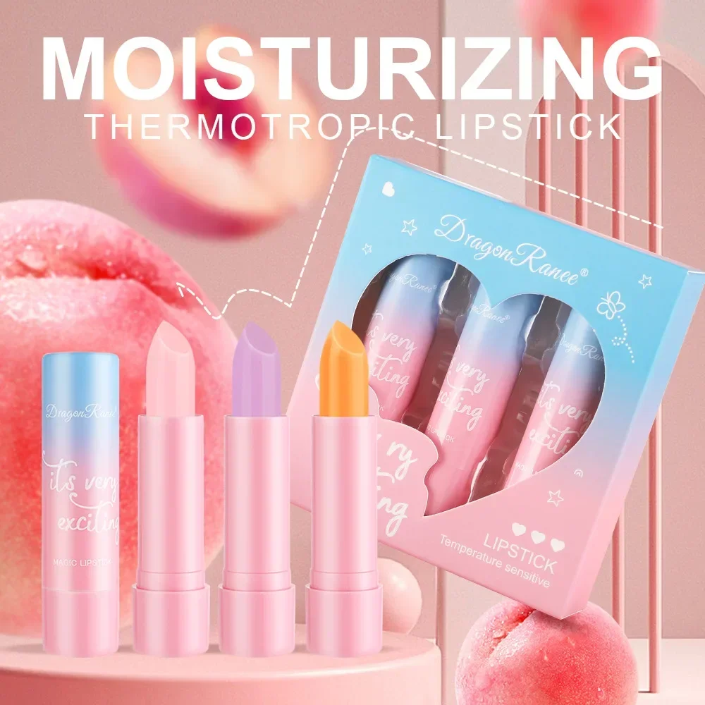 3 Pcs Thermochromic Lipstick Set Shiny Luster Moisturize Prevent Cracking Hydrating Repair Lip Professional Lip Balm Cosmetics