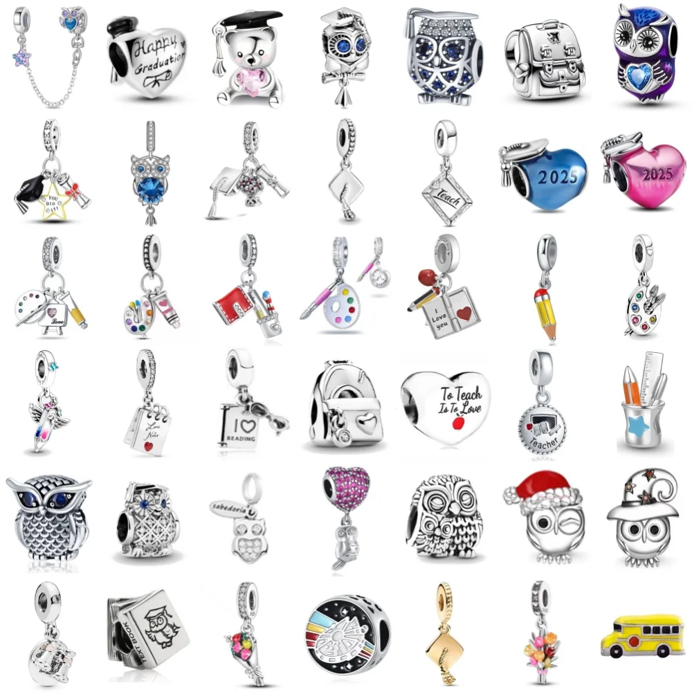 

Серебро 925, выпускной сезон, колпачок, бусины, подвеска в виде совы, ручка учителя, подвески, подходят для оригинального браслета, женские ювелирные аксессуары «сделай сам»