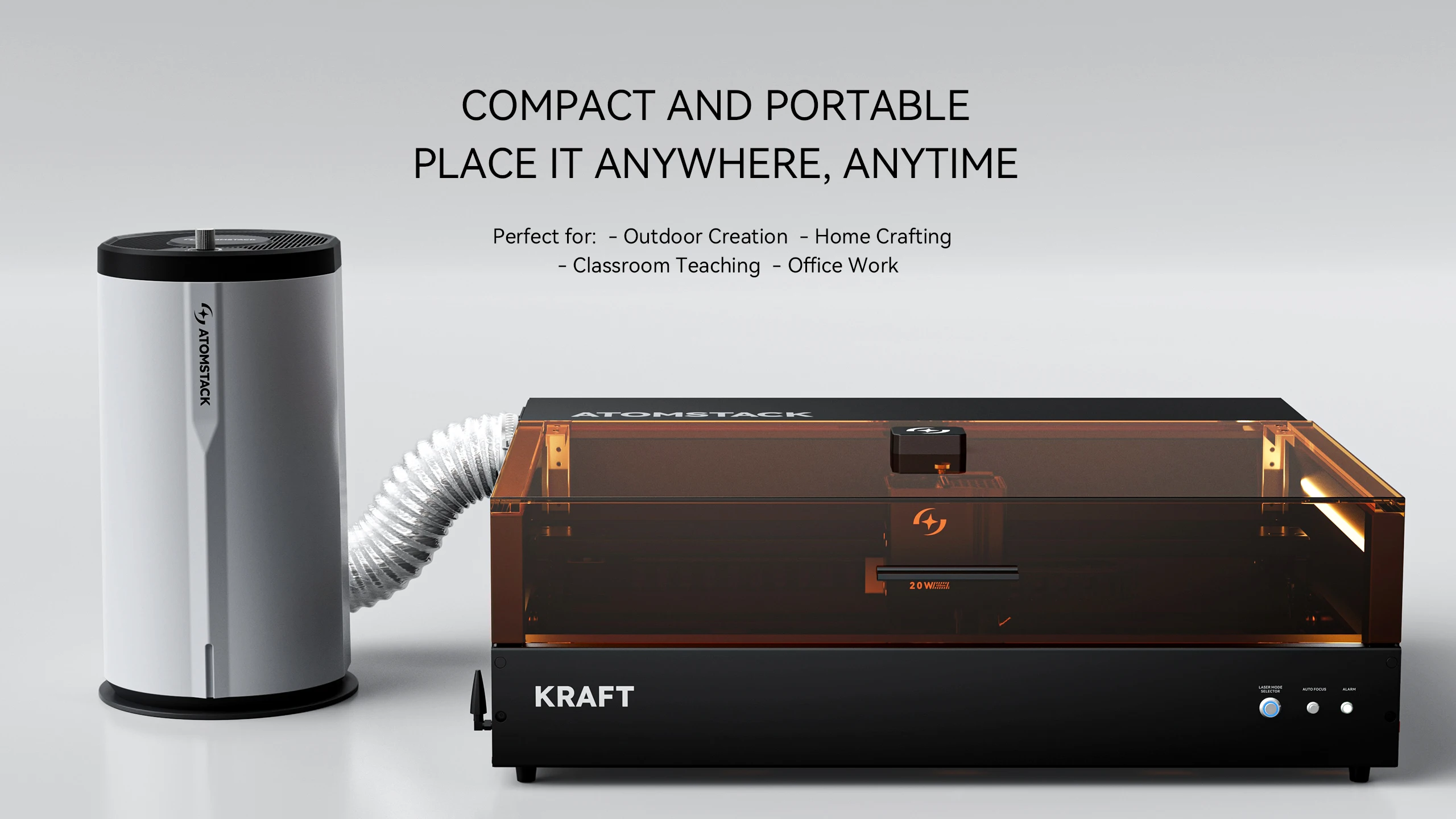 ATOMSTACK D3 الليزر حفارة لتنقية الهواء فلتر الدخان آلة استخلاص الدخان فلتر الكربون HEPA لإزالة رائحة الغبار القاطع بالليزر