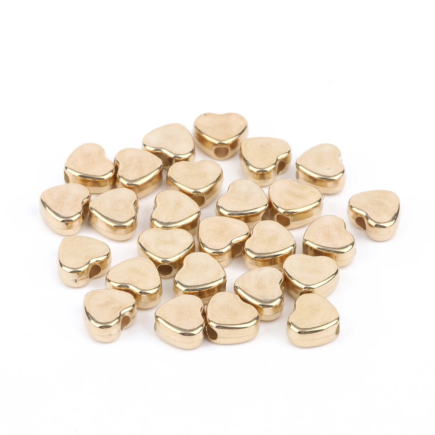 100pcs 9x8mm Heart Shape CCB Spacer Beads Gold Color Large Hole Loose Beads For Jewelry Making DIY Bracelets Necklace Accessory