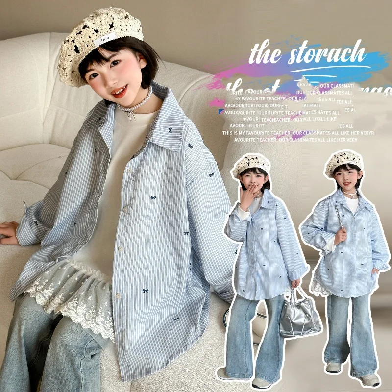 

Baby Girl Long Sleeves Shirt Girl Casual Fashion Shirt Child Spring& Autumn Top Princess Softy Cotton Blouse Toddler Size 4-14Y