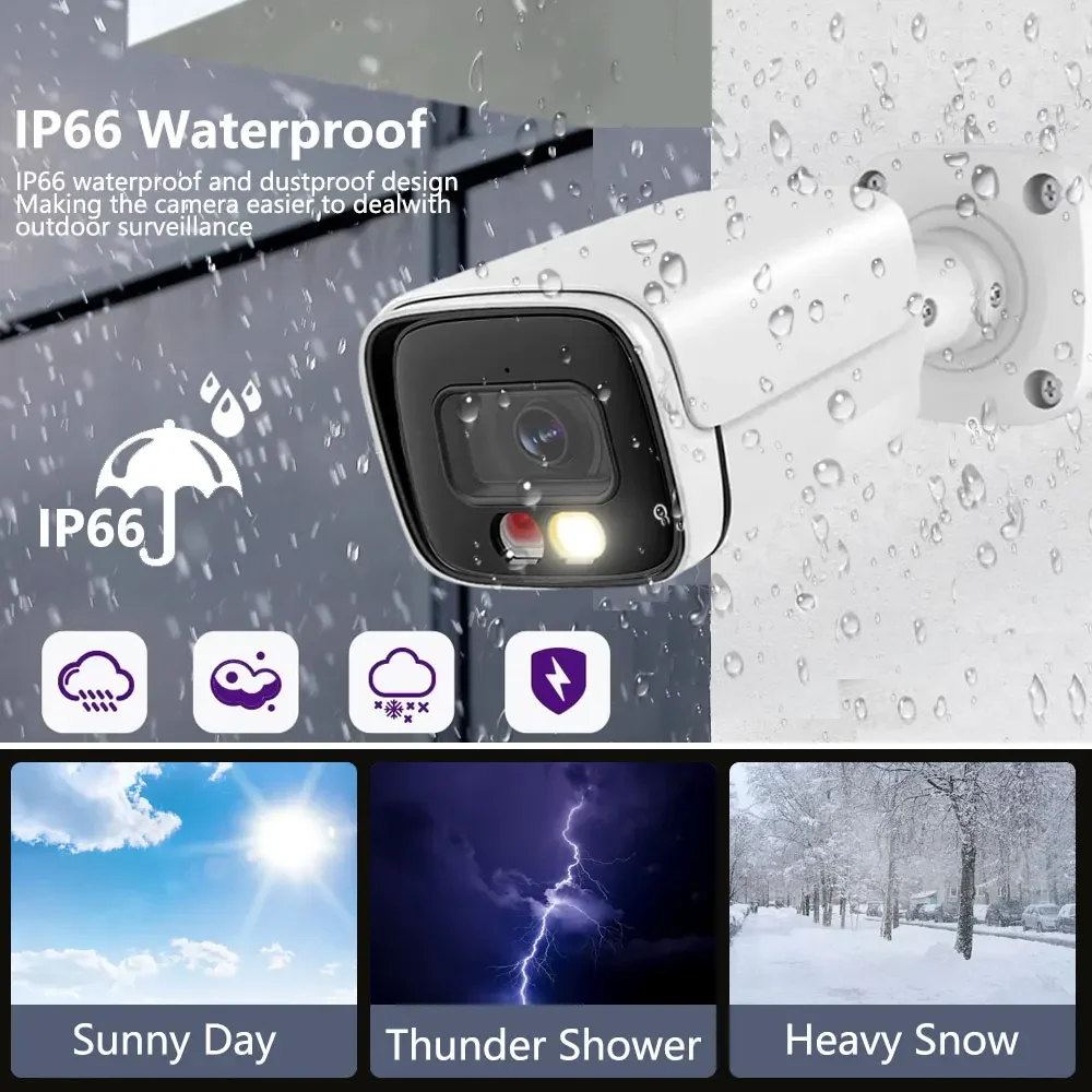 6MP POE IP Camera Color Night Vision Cctv Security Cameras H.265 Outdoor Two-Way Audio Video Surveillance Tuya Smartlife App